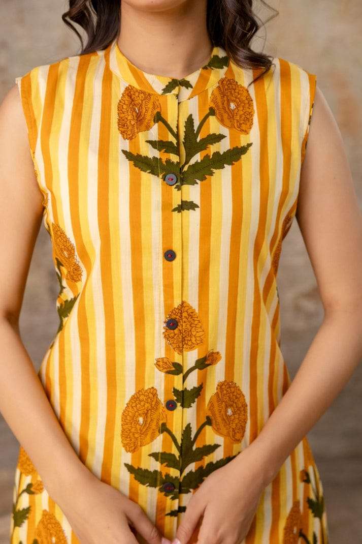Classy A-line sleeveless cotton co-ord set Eraya