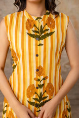 Classy A-line sleeveless cotton co-ord set