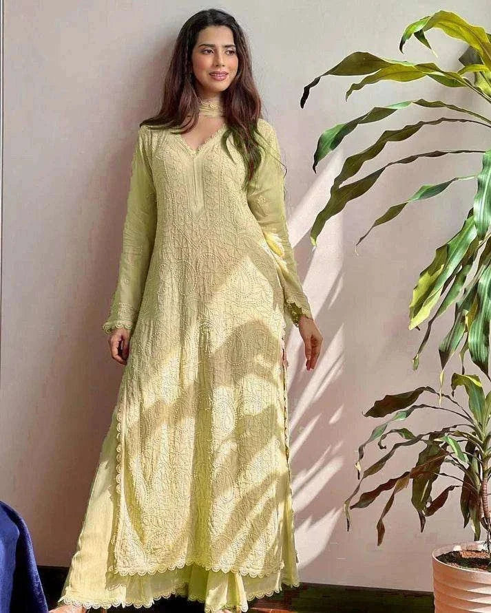 Classic faux georgette: A three piece suit set - Eraya