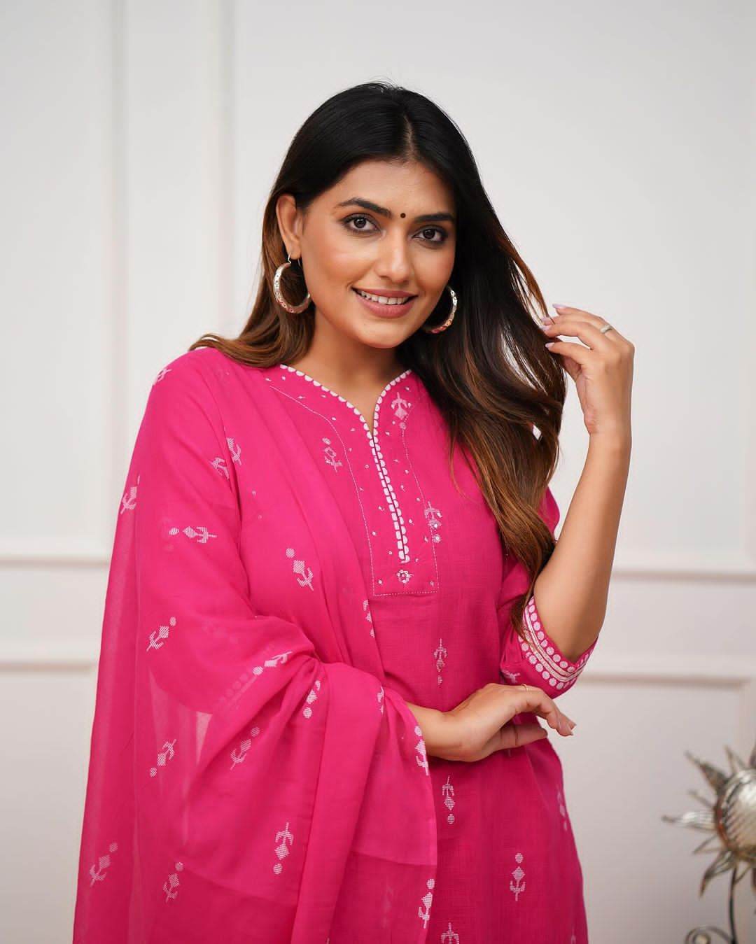 Pure fine cotton fabric kurti set - Eraya