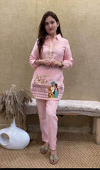 Beutiful antique design embroidery work co-ord set- three colour options - Eraya
