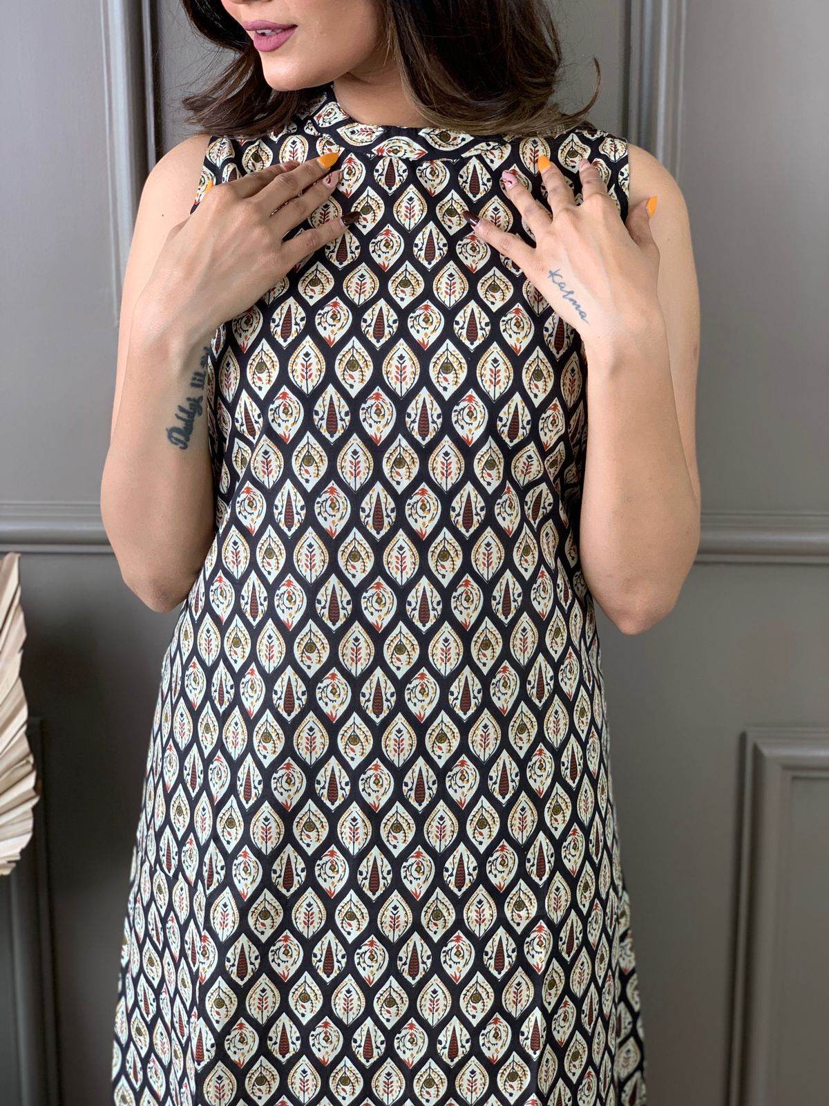 Pure cotton sleeveless kurti-plazo set - Eraya