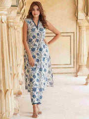 Summer special fine fabric cotton cut sleeves kurti-pant set - Eraya