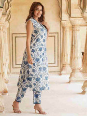 Summer special fine fabric cotton cut sleeves kurti-pant set - Eraya
