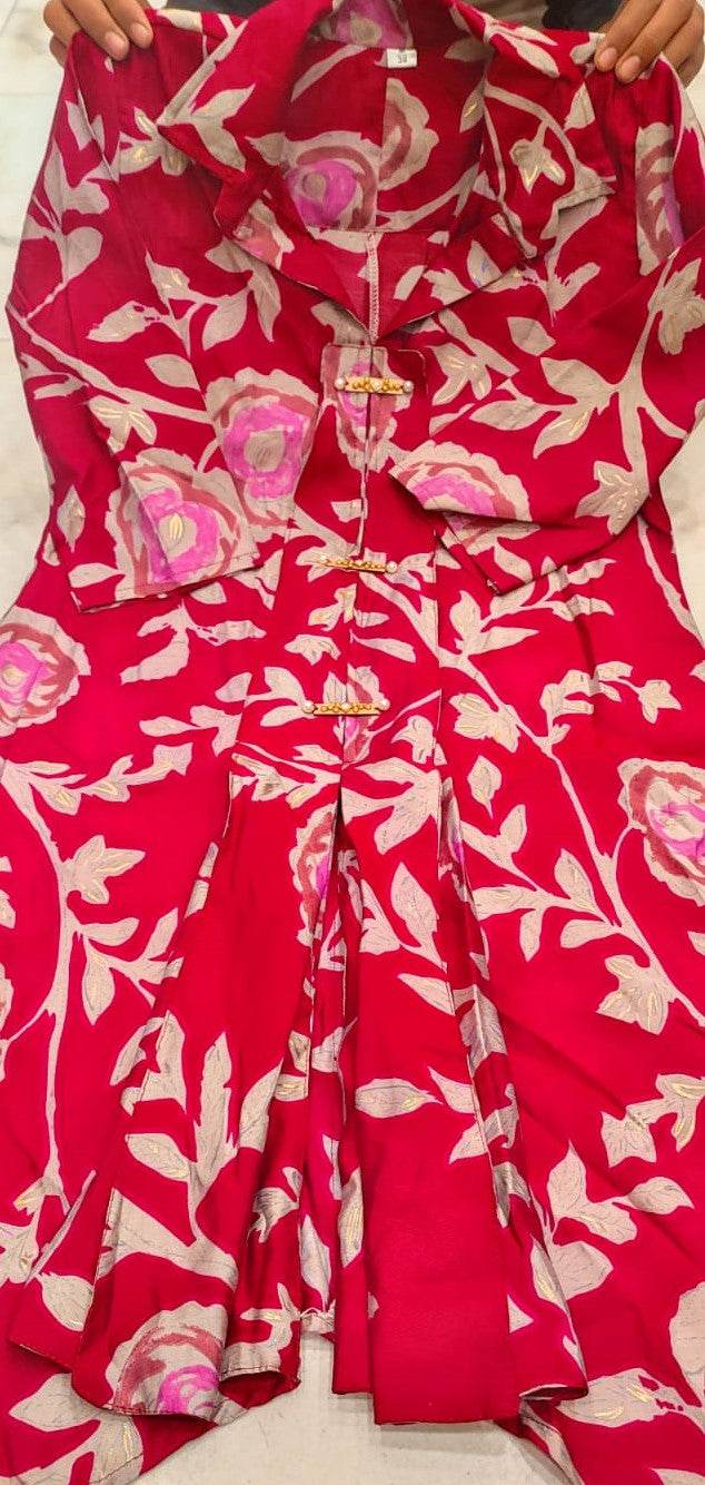 Pure muslin fabric collar-button pattern co-ord set - Eraya