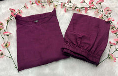 Premium cotton slub fabric top with plazo_5 colour options - Eraya