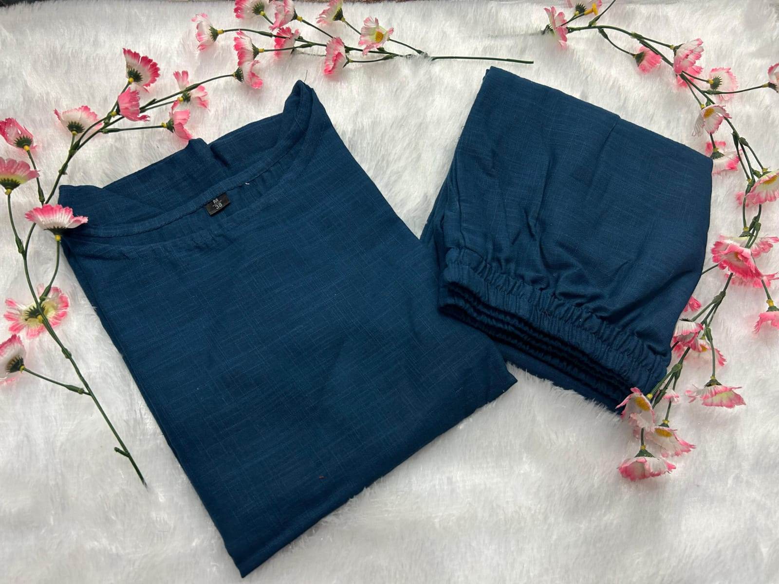 Premium cotton slub fabric top with plazo_5 colour options - Eraya