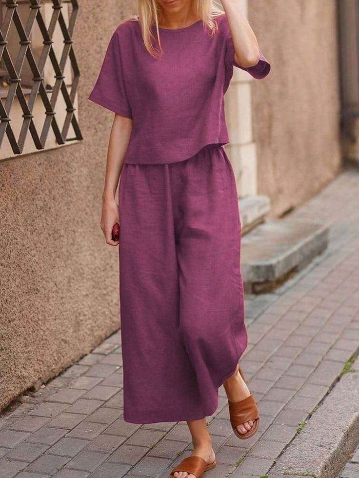Premium cotton slub fabric top with plazo_5 colour options - Eraya