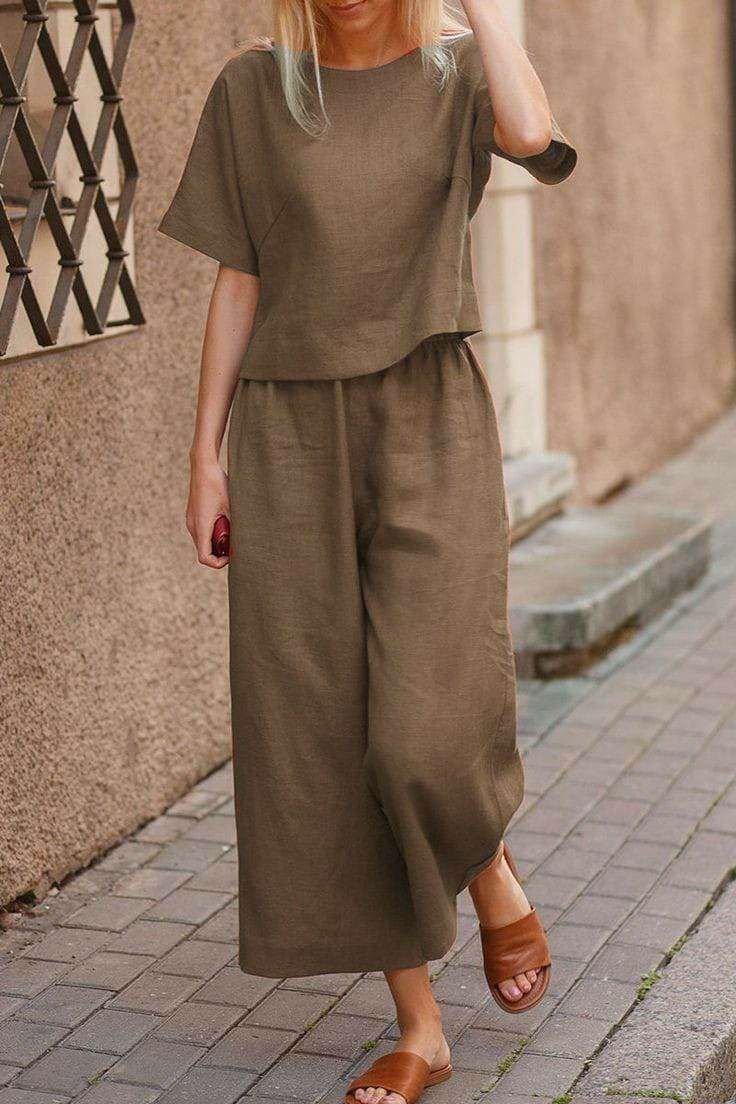 Premium cotton slub fabric top with plazo_5 colour options - Eraya
