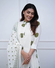 Pure fine cotton white kurti set - Eraya