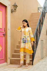 Elegance of maslin: A modernized digital printed and lace work co-ord set - Eraya