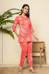 Floral digital printed cotton co-ord set