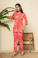 Floral digital printed cotton co-ord set Eraya
