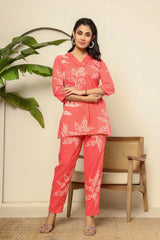 Floral digital printed cotton co-ord set