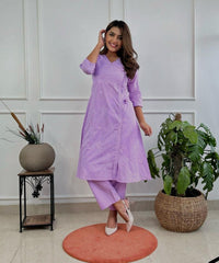 Classy comfortable cotton chikankari kurta set