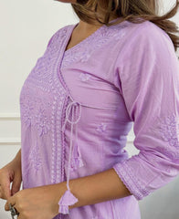 Classy comfortable cotton chikankari kurta set