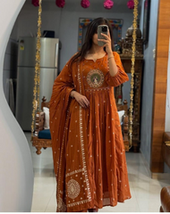 Designer anarkali kurta-pant and dupatta set