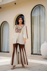 Cotton Co-ord Set with Embroidered Top and Palazzo Pants Eraya