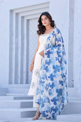 Brezzy floral work cotton cut-sleeves kurti (set of 2)