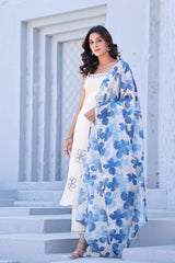 Brezzy floral work cotton cut-sleeves kurti (set of 2)