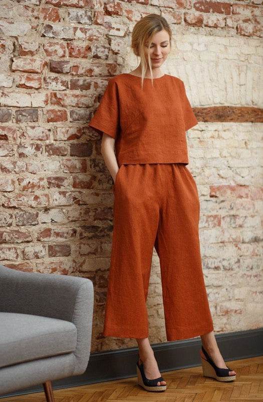 Premium cotton slub fabric top with plazo_5 colour options - Eraya