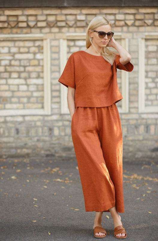 Premium cotton slub fabric top with plazo_5 colour options - Eraya