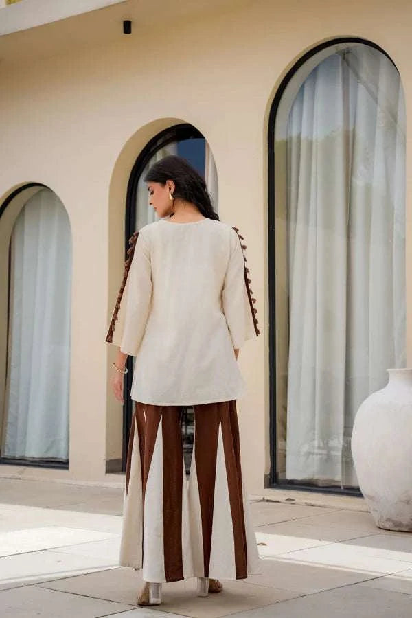 Cotton Co-ord Set with Embroidered Top and Palazzo Pants Eraya