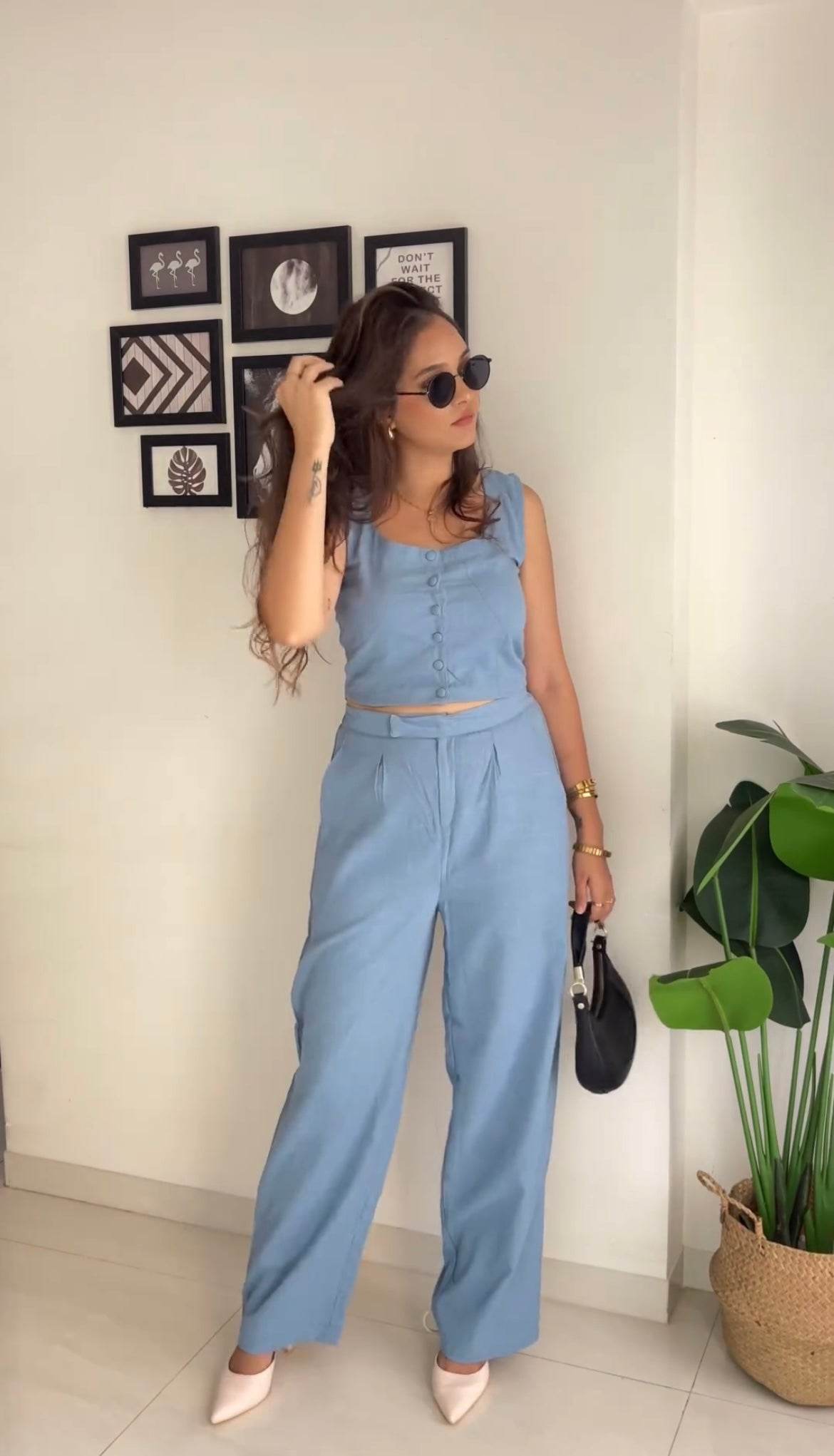 Summer special cotton-slub fabric co-ord set! - Eraya