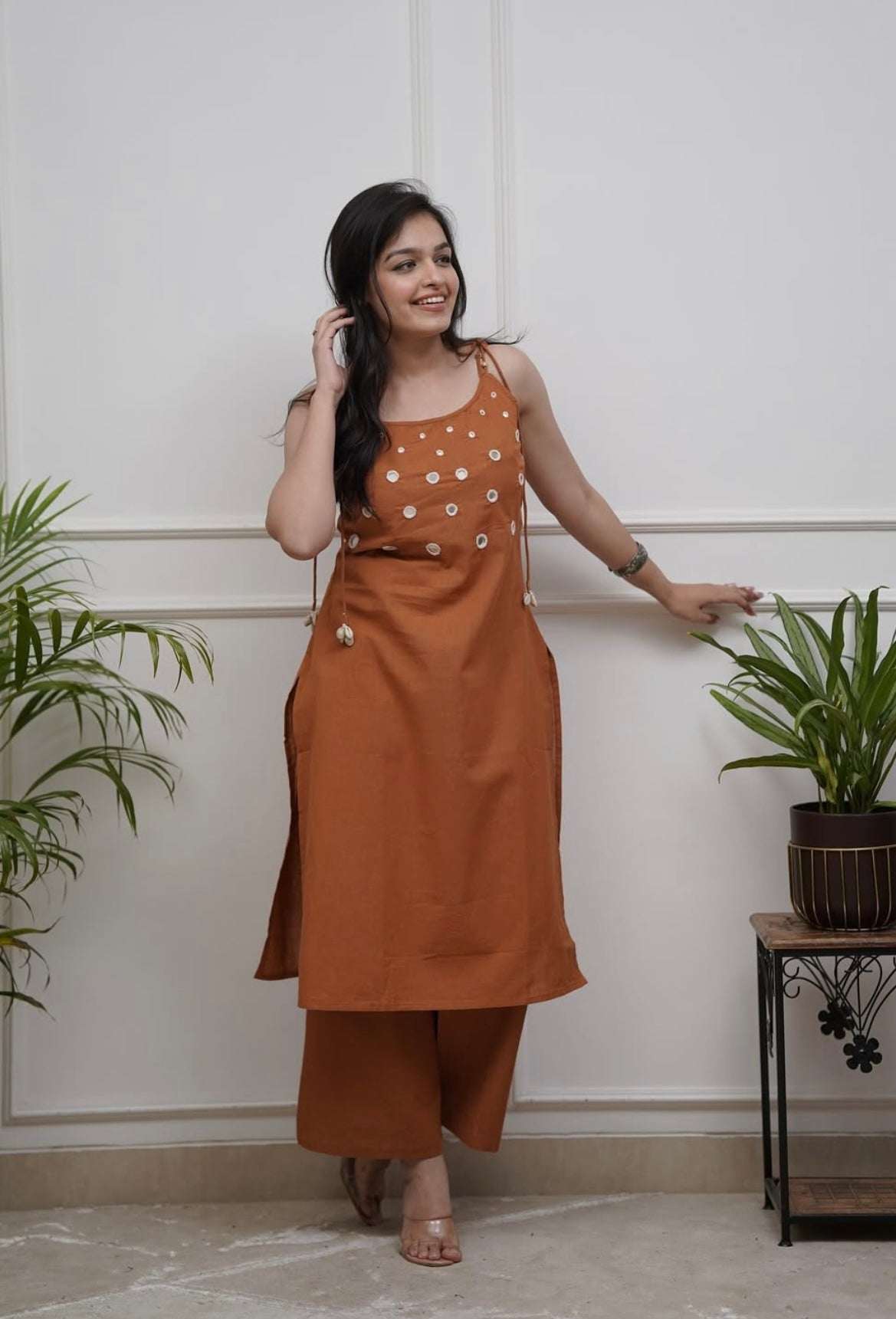 Beautiful mirror work pure cotton co-ord set