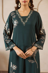 Tarini Midnight Green Floral Aura Kurta (set of 2)