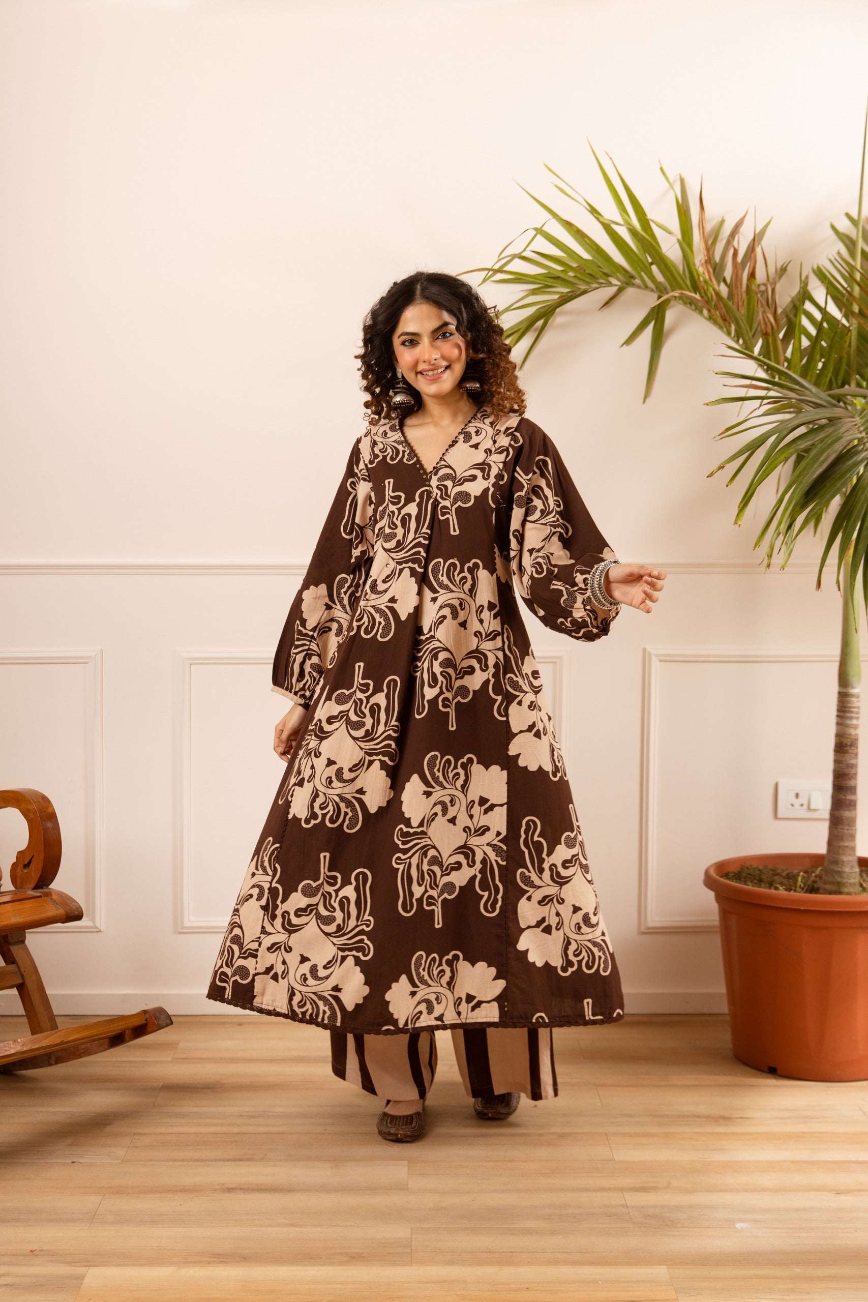 Tarini Crimson Regal Kurta- Brown (set of 2)