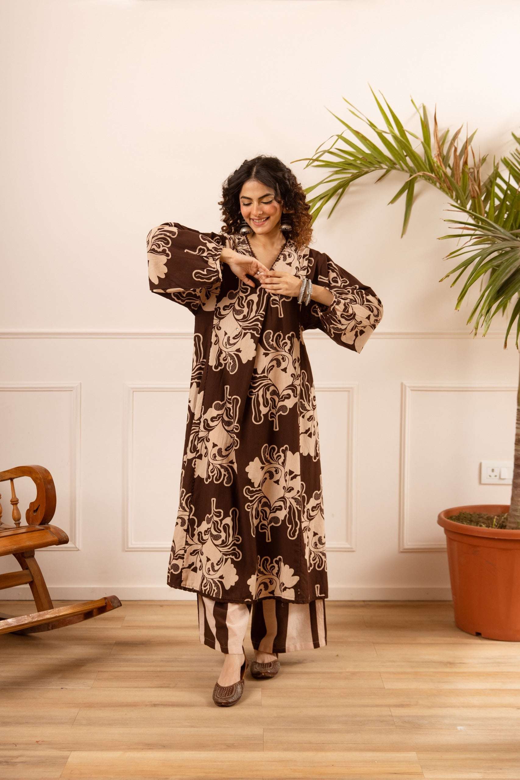 Tarini Crimson Regal Kurta- Brown (set of 2)