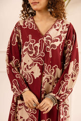 Tarini Crimson Regal Kurta- Maroon (set of 2)