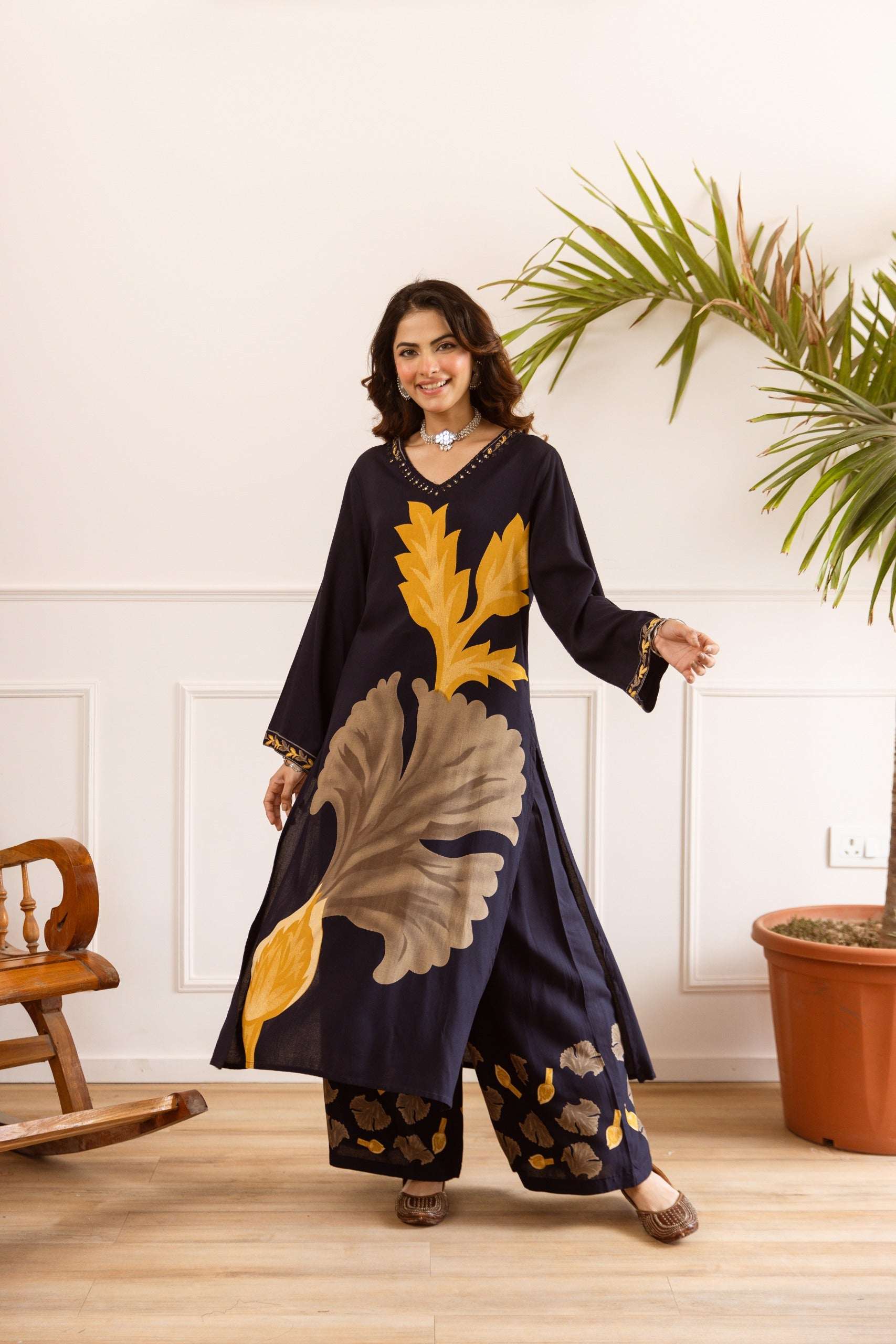 Tarini Noir Botanica Kurta- Blue (set of 2)