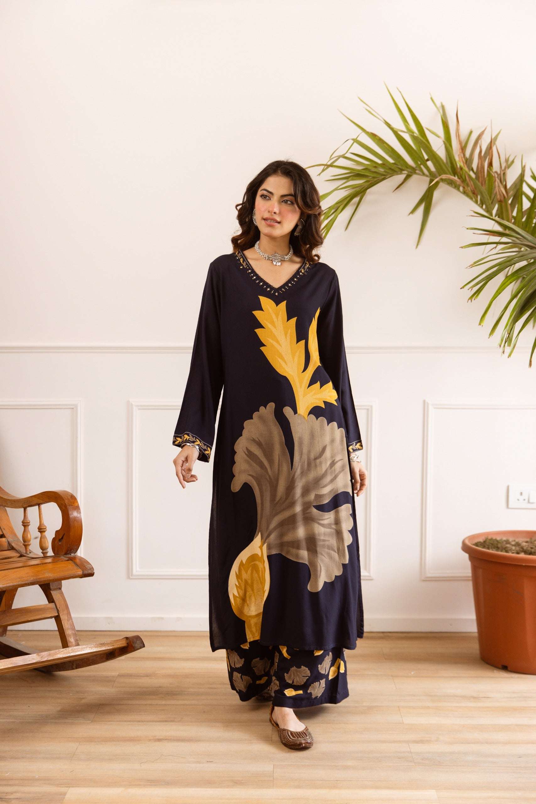 Tarini Noir Botanica Kurta- Blue (set of 2)