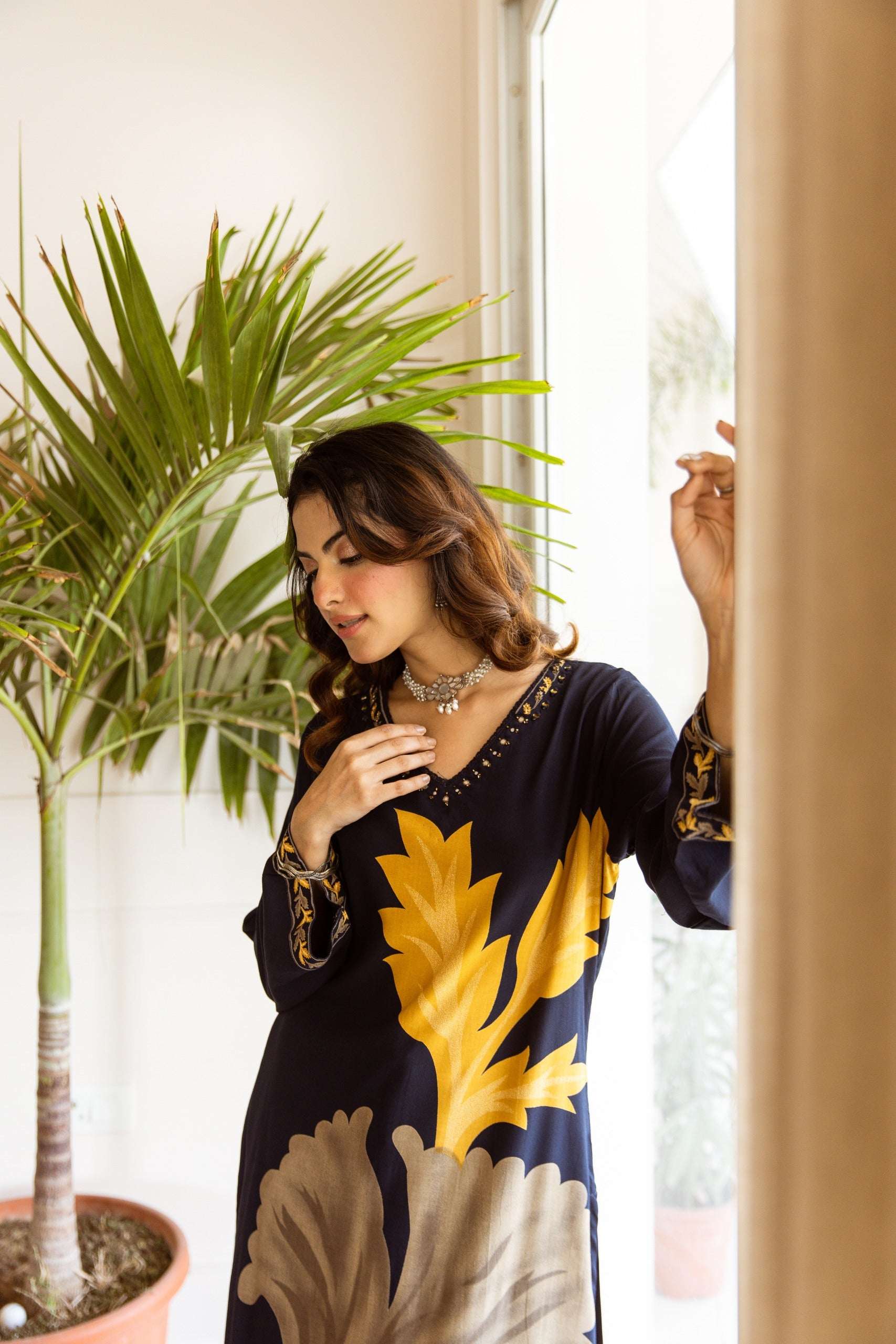 Tarini Noir Botanica Kurta- Blue (set of 2)