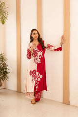 Tarini Scarlet Petal Kurta- Red (set of 2)