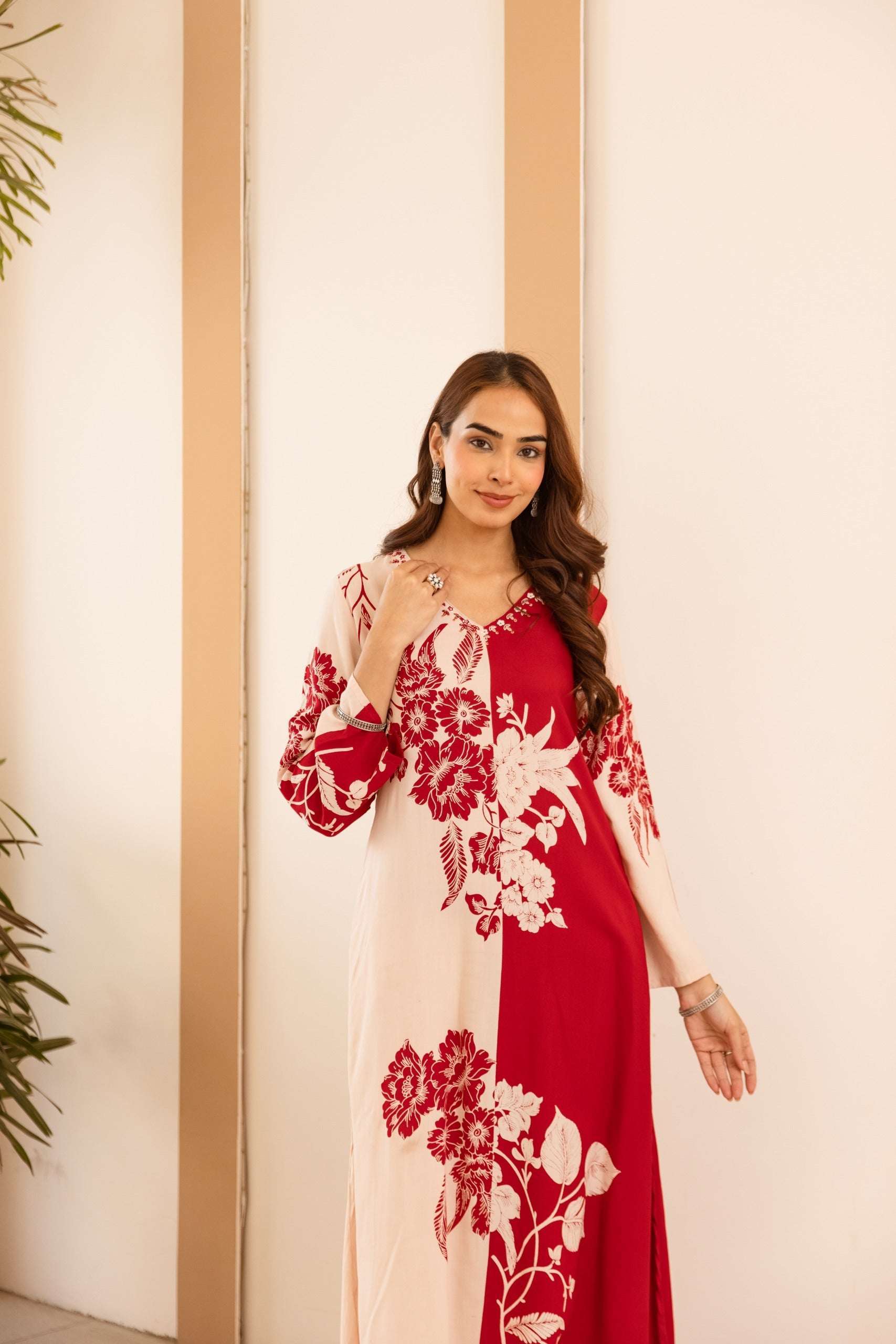Tarini Scarlet Petal Kurta- Red (set of 2)
