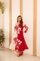 Tarini Scarlet Petal Kurta- Red (set of 2)