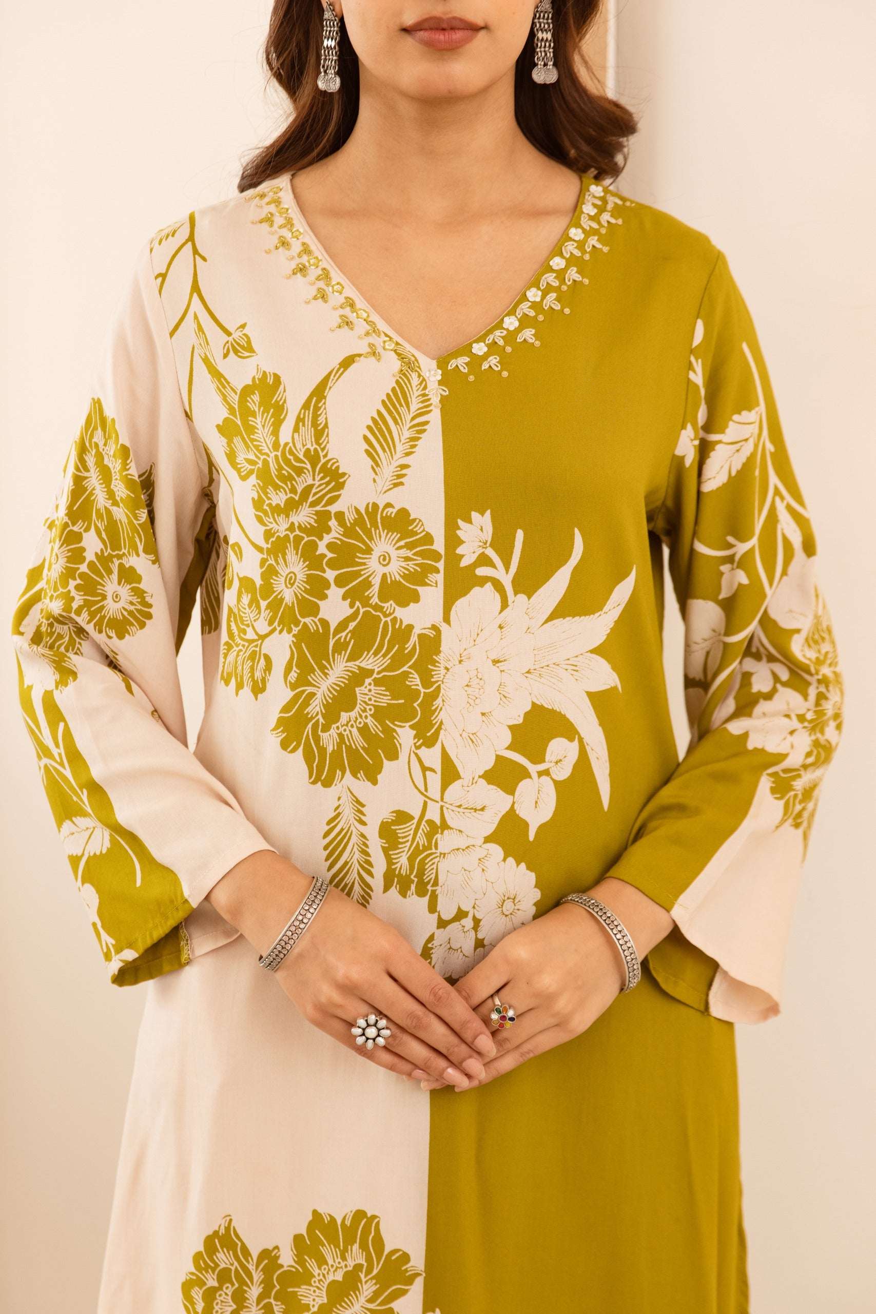 Tarini Scarlet Petal Kurta- Yellow (set of 2)