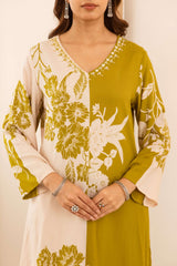 Tarini Scarlet Petal Kurta- Yellow (set of 2)