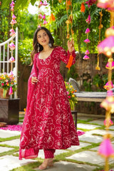 Ekaya beautiful cotton printed anarkali suit (set of 3)