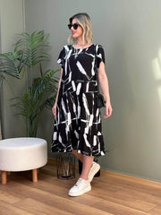 Cotton slub fabric beautiful printed gown - Eraya