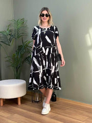 Cotton slub fabric beautiful printed gown - Eraya