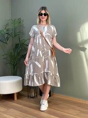 Cotton slub fabric beautiful printed gown - Eraya
