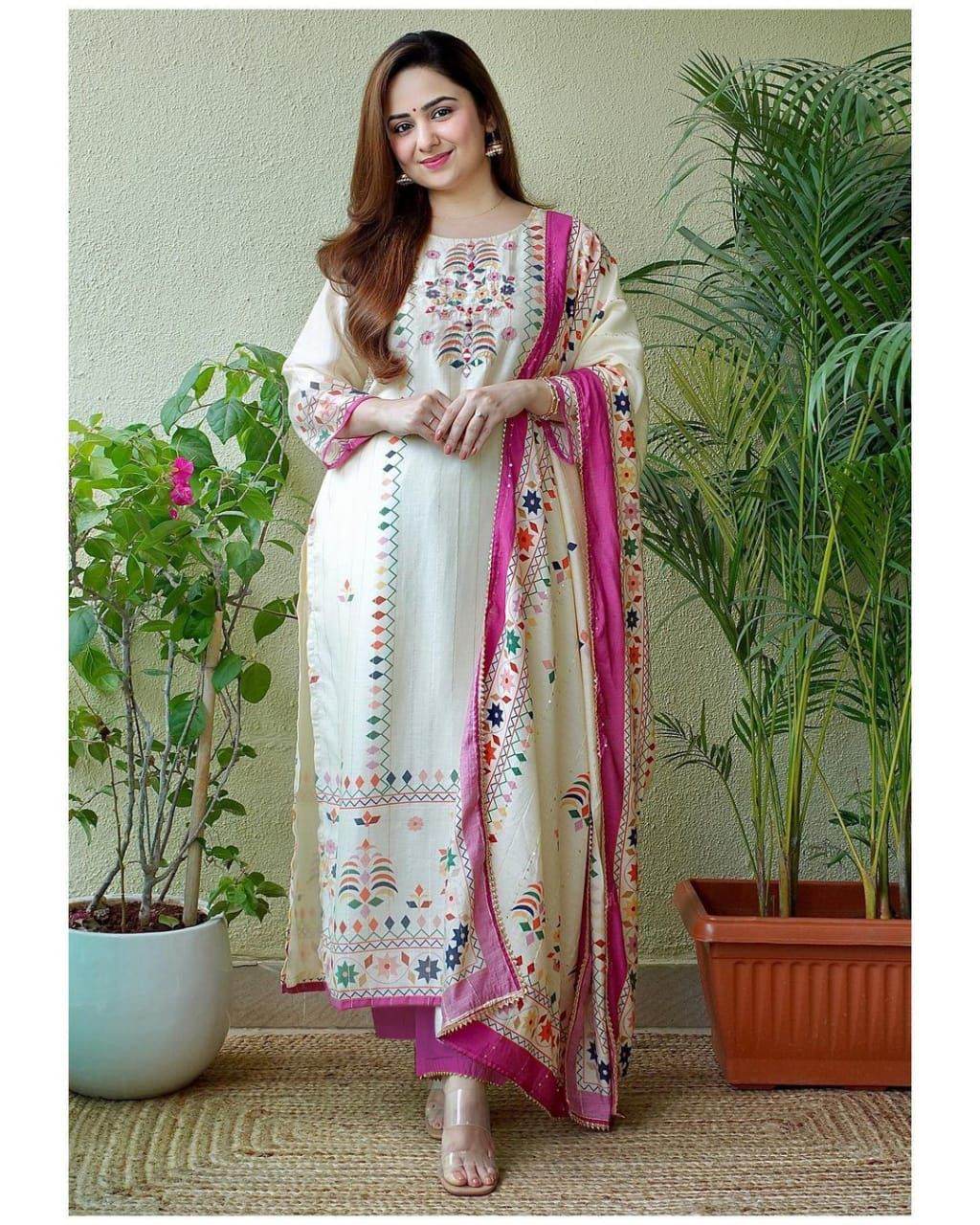 Classical print muslin kurti set - Eraya