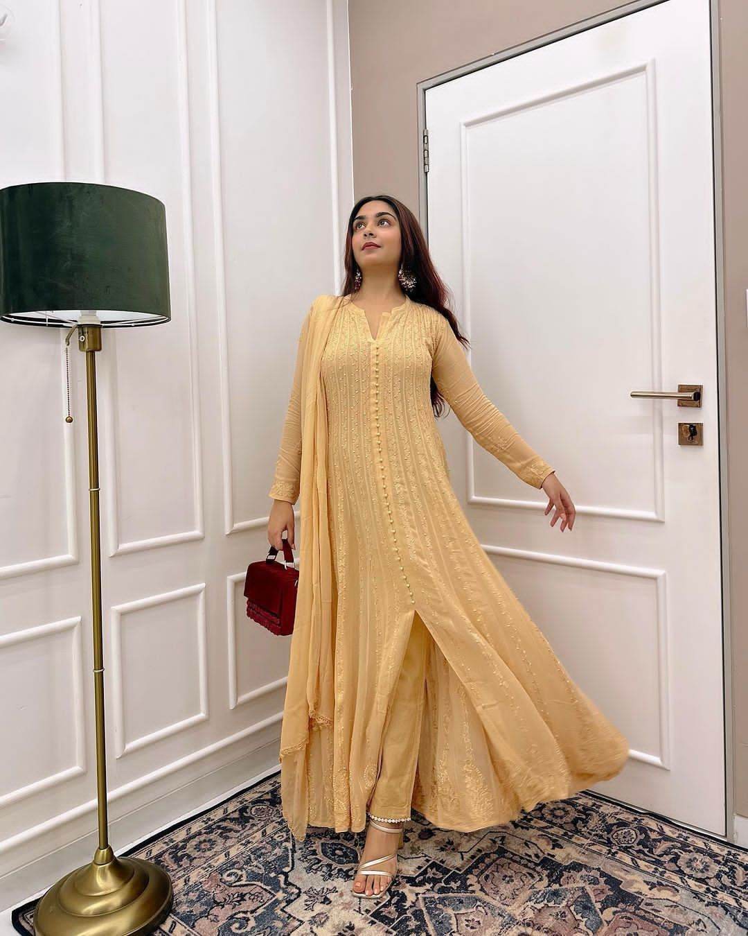 Georgette embroidery work salwar suit with dupatta - Eraya