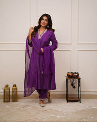 V-neck a-line suit set - Eraya