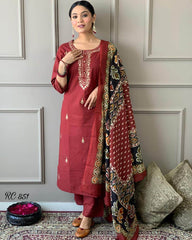 Beautiful heavy embroidery work kurti set - Eraya