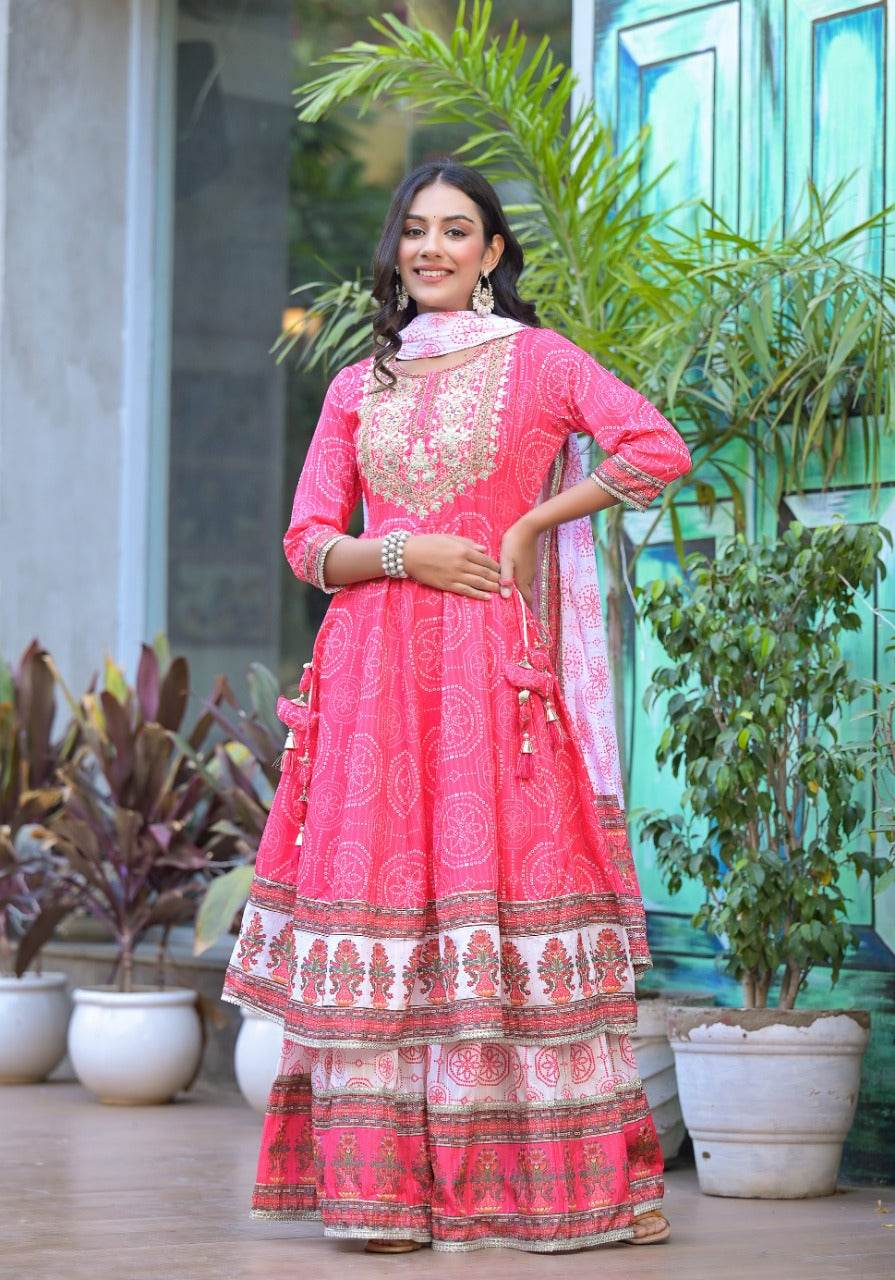 Graceful anarkali kurti with sharara and dupatta - Eraya